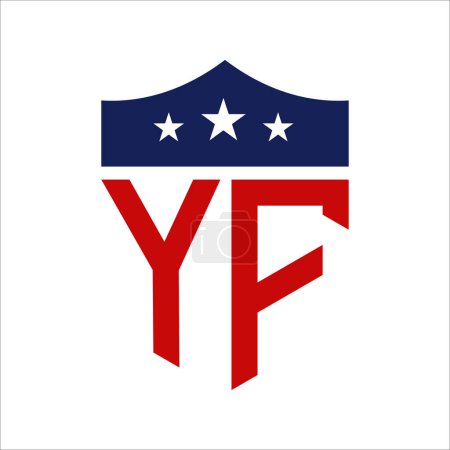 Diseño patriótico del logotipo de YF. Carta YF Patriotic American Logo Design para la Campaña Política y cualquier Evento de EE.UU..