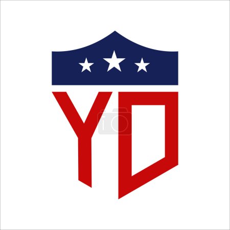 Patriotisches YD-Logo-Design. Brief YD Patriotisch-amerikanisches Logo-Design für politische Kampagne und jedes Ereignis in den USA.