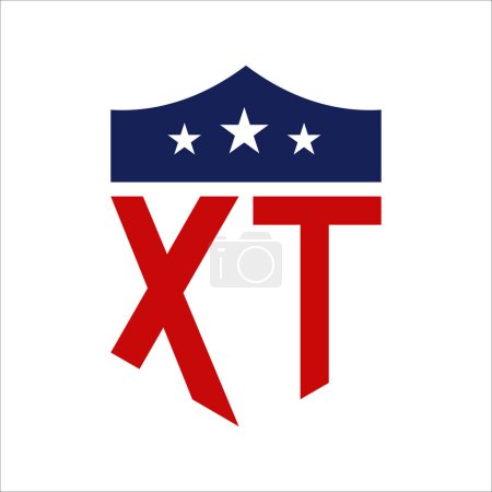 Patriotic XT Logo Design. Letter XT Patriotic American Logo Design for Political Campaign and any USA Event.