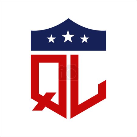 Patriotische QL Logo Design. Letter QL Patriotic American Logo Design für politische Kampagne und jedes Ereignis in den USA.