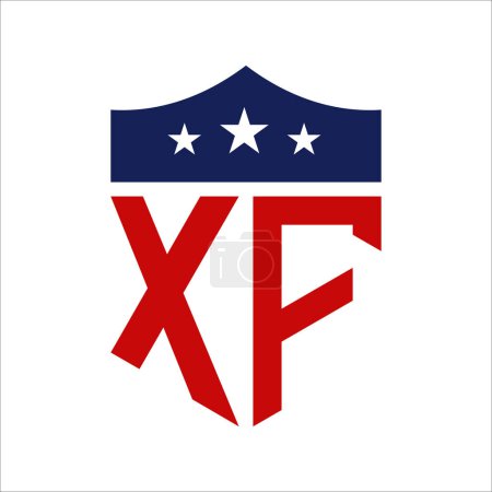 Diseño patriótico del logotipo de XF. Carta XF Patriotic American Logo Design para la Campaña Política y cualquier Evento de EE.UU..