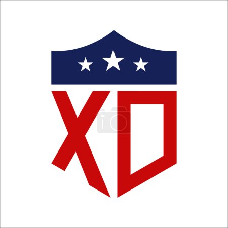 Patriotisches XD Logo Design. Brief XD Patriotisch-amerikanisches Logo-Design für politische Kampagne und jedes Ereignis in den USA.