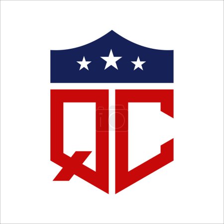 Patriotic QC Logo Design. Letter QC Patriotic American Logo Design for Political Campaign and any USA Event.