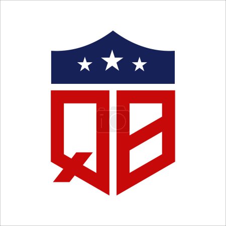Diseño patriótico del logotipo de QB. Carta QB Patriotic American Logo Design for Political Campaign y cualquier evento de EE.UU..