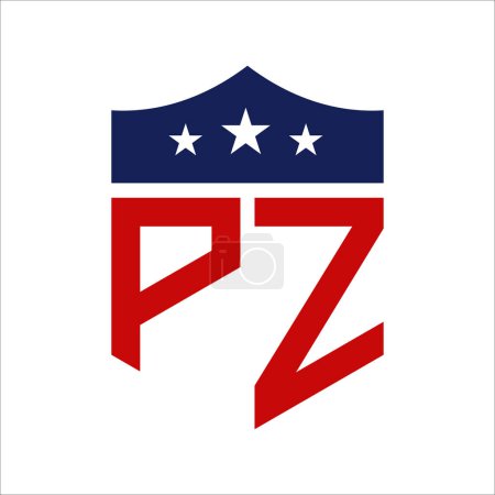 Patriotic PZ Logo Design. Letter PZ Patriotic American Logo Design for Political Campaign and any USA Event.