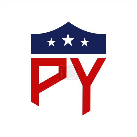 Conception patriotique du logo PY. Lettre PY Patriotic American Logo Design for Political Campaign et tout événement aux États-Unis.