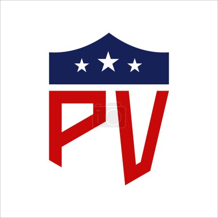 Patriotisches PV Logo Design. Letter PV Patriotic American Logo Design für politische Kampagne und jedes Ereignis in den USA.