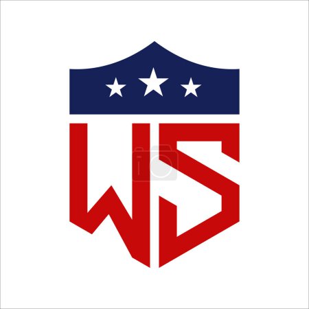 Patriotisches WS Logo Design. Brief WS Patriotic American Logo Design für politische Kampagne und jedes Ereignis in den USA.