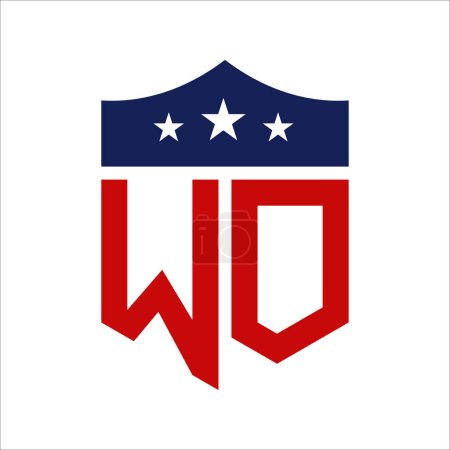 Conception patriotique du logo de l'adj. Lettre WO Patriotic American Logo Design for Political Campaign and any USA Event.