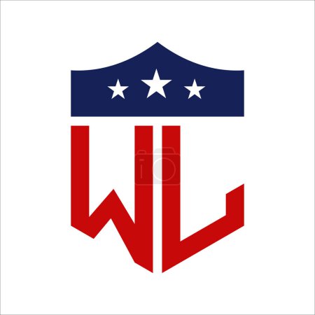 Patriotic WL Logo Design. Letter WL Patriotic American Logo Design for Political Campaign and any USA Event.
