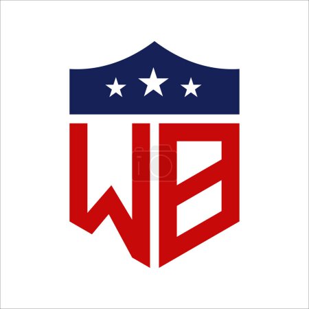 Patriotische WB Logo Design. Brief WB Patriotic American Logo Design für politische Kampagne und jedes Ereignis in den USA.