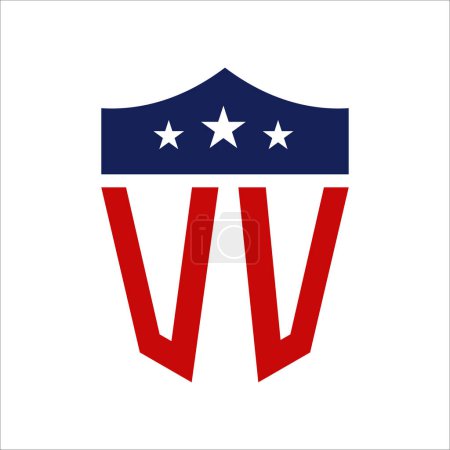 Diseño patriótico del logotipo de VV. Carta VV Patriotic American Logo Design para la campaña política y cualquier evento de EE.UU..