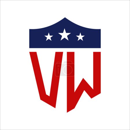 Patriotic VW Logo Design. Letter VW Patriotic American Logo Design for Political Campaign and any USA Event.