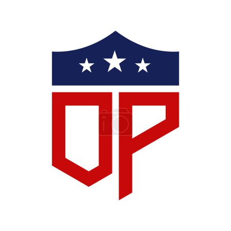 Patriotic OP Logo Design. Letter OP Patriotic American Logo Design for Political Campaign and any USA Event.