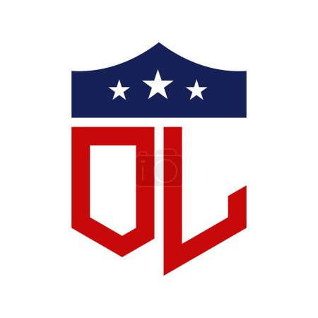Logo patriotique OL Design. Lettre Logo patriotique américain de l'OL pour la campagne politique et tout événement américain.