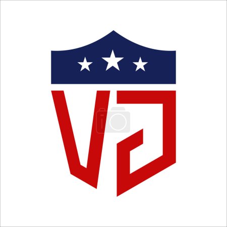 Conception patriotique du logo VJ. Lettre VJ Patriotic American Logo Design for Political Campaign and any USA Event.