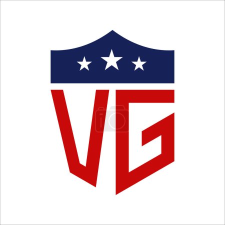 Patriotisches VG Logo Design. Brief VG Patriotic American Logo Design für politische Kampagne und jedes Ereignis in den USA.