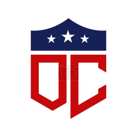 Conception patriotique du logo OC. Lettre OC Patriotic American Logo Design for Political Campaign and any USA Event.