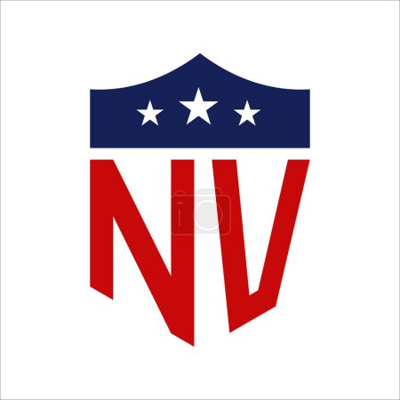 Patriotic NV Logo Design. Letter NV Patriotic American Logo Design for Political Campaign and any USA Event.