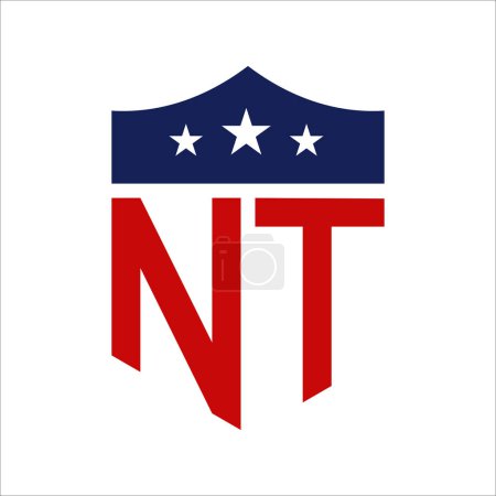 Patriotisches NT Logo Design. Letter NT Patriotic American Logo Design für politische Kampagne und jedes Ereignis in den USA.