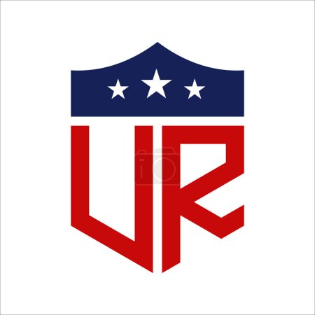 Diseño patriótico del logotipo de UR. Carta UR Patriotic American Logo Design para la Campaña Política y cualquier Evento de EE.UU..