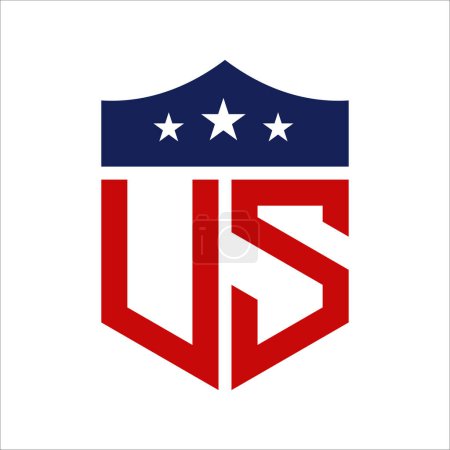 Patriotisches US-Logo-Design. Brief US Patriotic American Logo Design für politische Kampagne und jedes Ereignis in den USA.