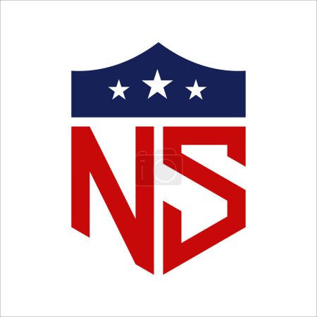 Diseño patriótico del logotipo de NS. Carta NS Patriotic American Logo Design para la Campaña Política y cualquier Evento de EE.UU..