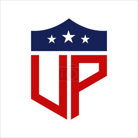 Patriotisches UP Logo Design. Letter UP Patriotic American Logo Design für politische Kampagne und jedes Ereignis in den USA.