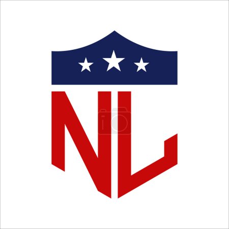 Diseño patriótico del logotipo NL. Carta NL Patriotic American Logo Design for Political Campaign y cualquier evento de EE.UU..