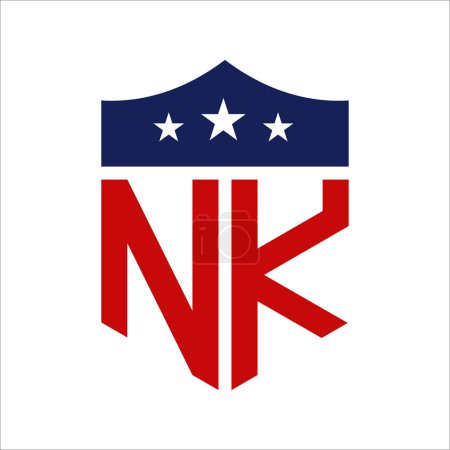 Conception patriotique de logo de NK. Lettre NK Patriotic American Logo Design for Political Campaign and any USA Event.