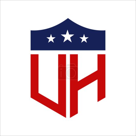 Conception patriotique du logo UH. Lettre UH Patriotic American Logo Design for Political Campaign and any USA Event.