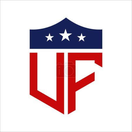 Patriotisches UF Logo Design. Brief UF Patriotic American Logo Design für politische Kampagne und jedes Ereignis in den USA.