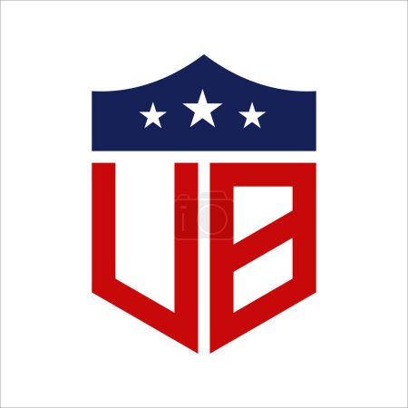 Diseño patriótico del logotipo de UB. Carta UB Patriotic American Logo Design para la Campaña Política y cualquier Evento de EE.UU..