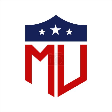 Conception patriotique de logo de MU. Lettre MU Patriotic American Logo Design for Political Campaign and any USA Event.