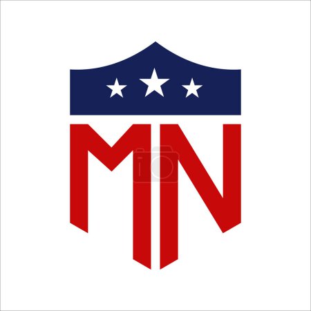 Patriotic MN Logo Design. Letter MN Patriotic American Logo Design for Political Campaign and any USA Event.