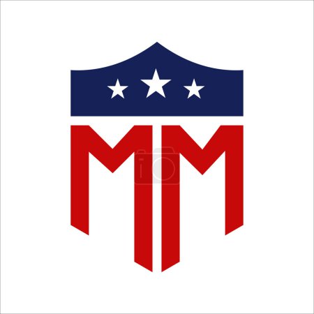 Conception patriotique du logo MM. Lettre MM Patriotic American Logo Design for Political Campaign and any USA Event.