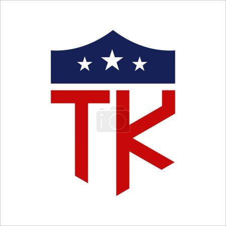 Diseño patriótico del logotipo de TK. Carta TK Patriotic American Logo Design for Political Campaign y cualquier evento de EE.UU..