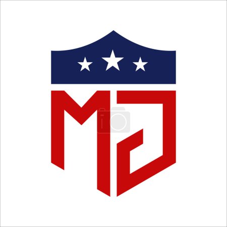 Diseño patriótico del logotipo de MJ. Carta MJ Patriotic American Logo Design para la Campaña Política y cualquier Evento de EE.UU..