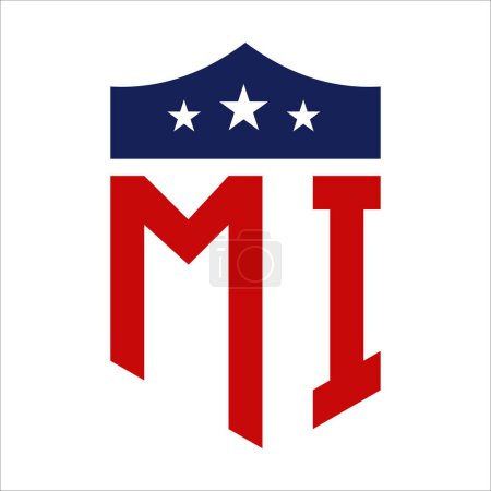 Patriotisches MI Logo Design. Brief MI Patriotic American Logo Design für politische Kampagne und jedes Ereignis in den USA.