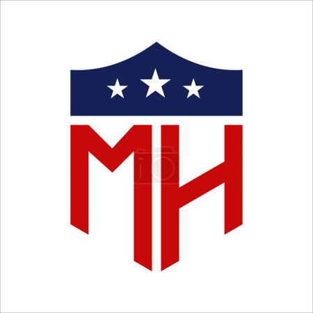 Patriotic MH Logo Design. Letter MH Patriotic American Logo Design for Political Campaign and any USA Event.