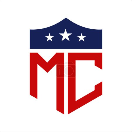 Patriotisches MC Logo Design. Brief MC Patriotic American Logo Design für politische Kampagne und jedes Ereignis in den USA.