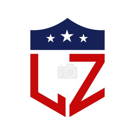 Logo Patriotique LZ Design. Lettre LZ Patriotic American Logo Design for Political Campaign and any USA Event.
