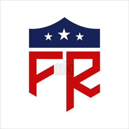 Patriotisches FR Logo Design. Brief FR Patriotisch-amerikanisches Logo-Design für politische Kampagne und jedes Ereignis in den USA.