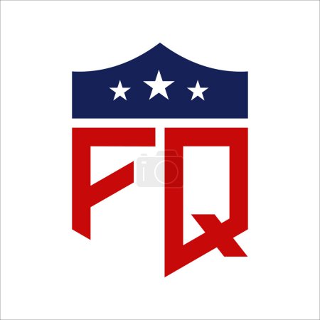 Patriotisches FQ Logo Design. Brief FQ Patriotic American Logo Design für politische Kampagne und jedes Ereignis in den USA.