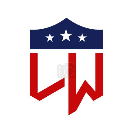 Diseño patriótico del logotipo de LW. Carta LW Patriotic American Logo Design for Political Campaign y cualquier evento de EE.UU..
