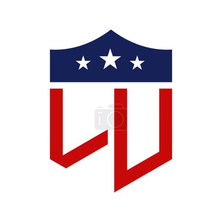 Diseño patriótico del logotipo de LU. Carta LU Patriotic American Logo Design for Political Campaign y cualquier evento de EE.UU..