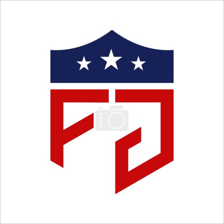 Patriotic FJ Logo Design. Letter FJ Patriotic American Logo Design for Political Campaign and any USA Event.