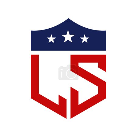 Diseño patriótico del logotipo de LS. Carta LS Patriotic American Logo Design for Political Campaign y cualquier evento de EE.UU..