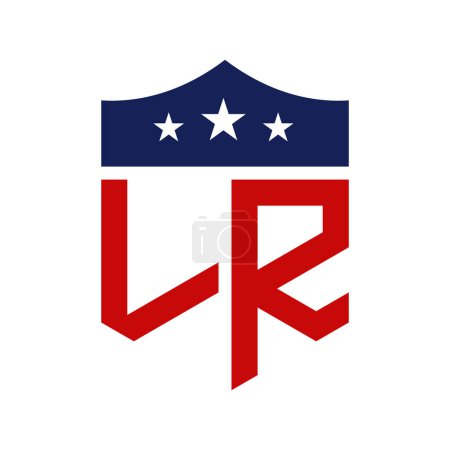 Diseño patriótico del logotipo LR. Carta LR Patriotic American Logo Design para la campaña política y cualquier evento de EE.UU..