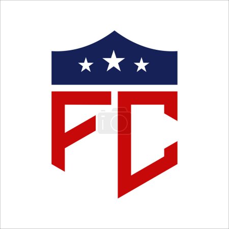 Patriotic FC Logo Design. Letter FC Patriotic American Logo Design for Political Campaign and any USA Event.